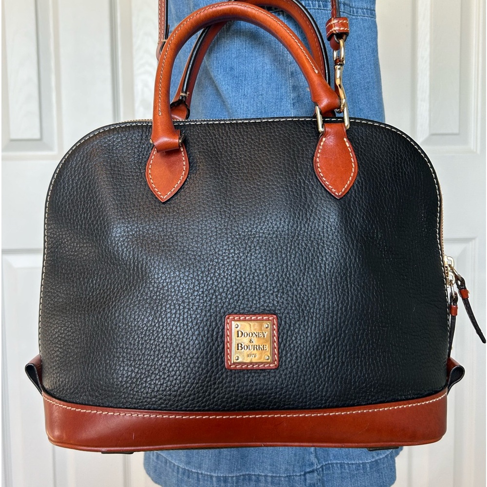 Dooney & Bourke Shoulder Bag, Black and Tan, Removable Strap